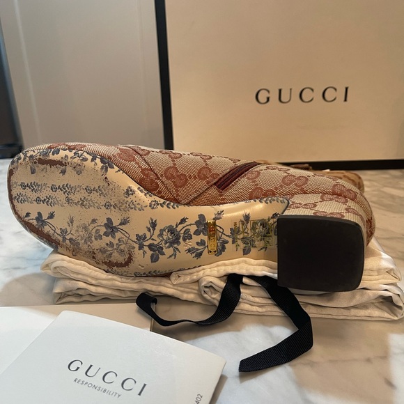 Gucci GG Logo Marmont Guccissima Monogram Brown Mid-Calf  Heel Boot shoe - Picture 6 of 12
